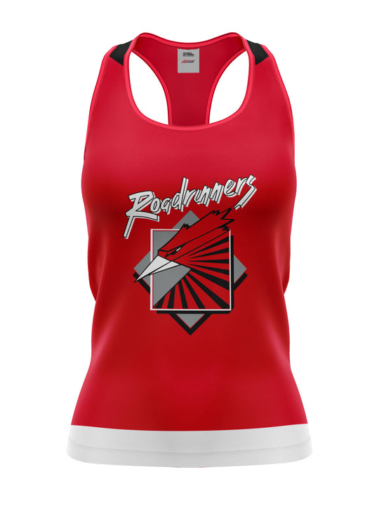 Bench Clearers Montreal Roadrunners Women's Racerback Hockey Tank - 3D FRONT