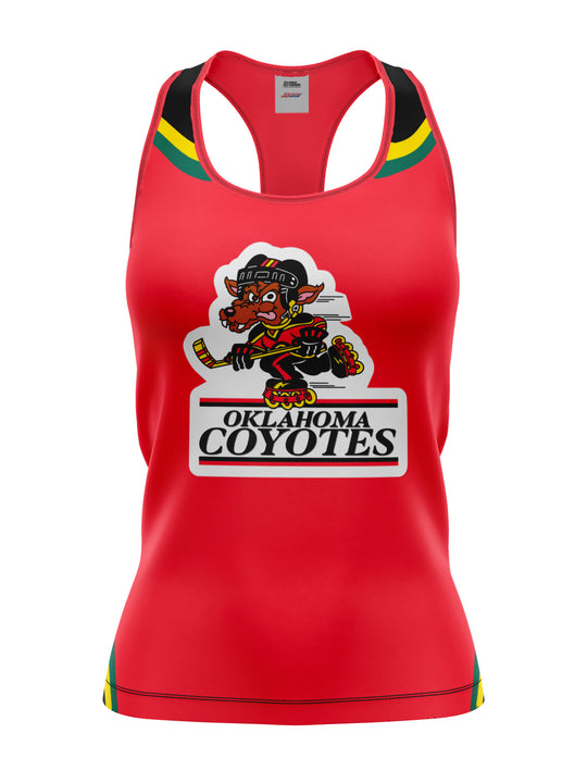 Bench Clearers Oklahoma Coyotes Women's Racerback Hockey Tank - 3D FRONT