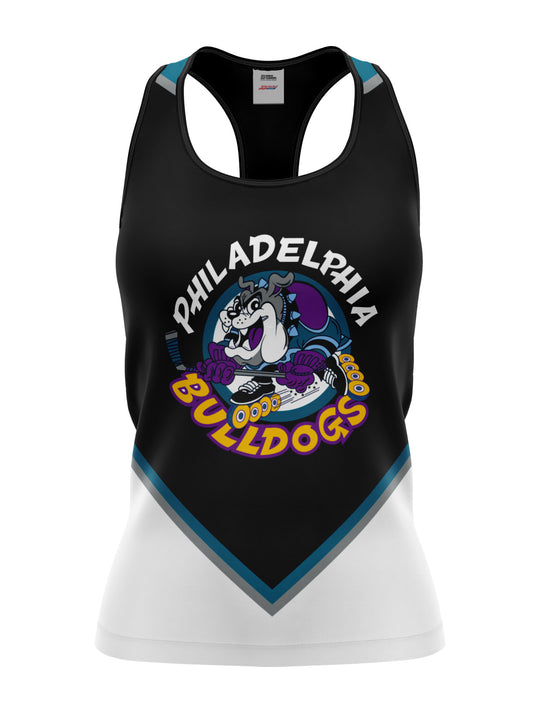 Bench Clearers Philadelphia Bulldogs Women's Racerback Hockey Tank - 3D FRONT