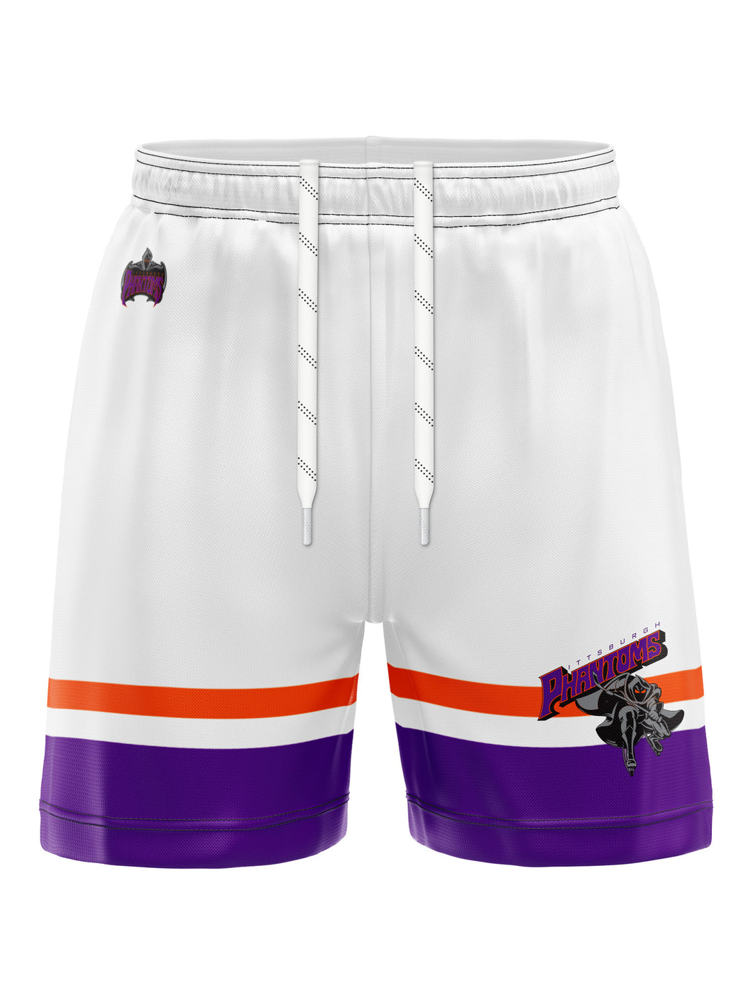 Bench Clearers Pittsburgh Phantoms Away Hockey Shorts - 3D FRONT