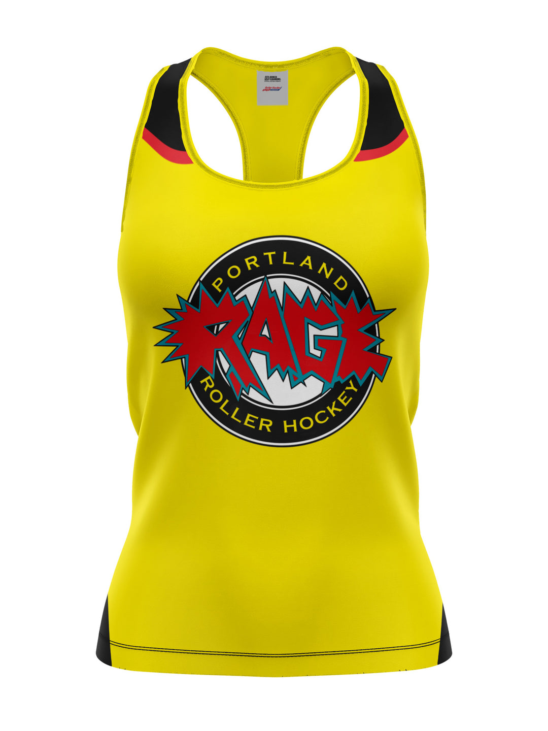 Bench Clearers Portland Rage Women's Racerback Hockey Tank - 3D FRONT