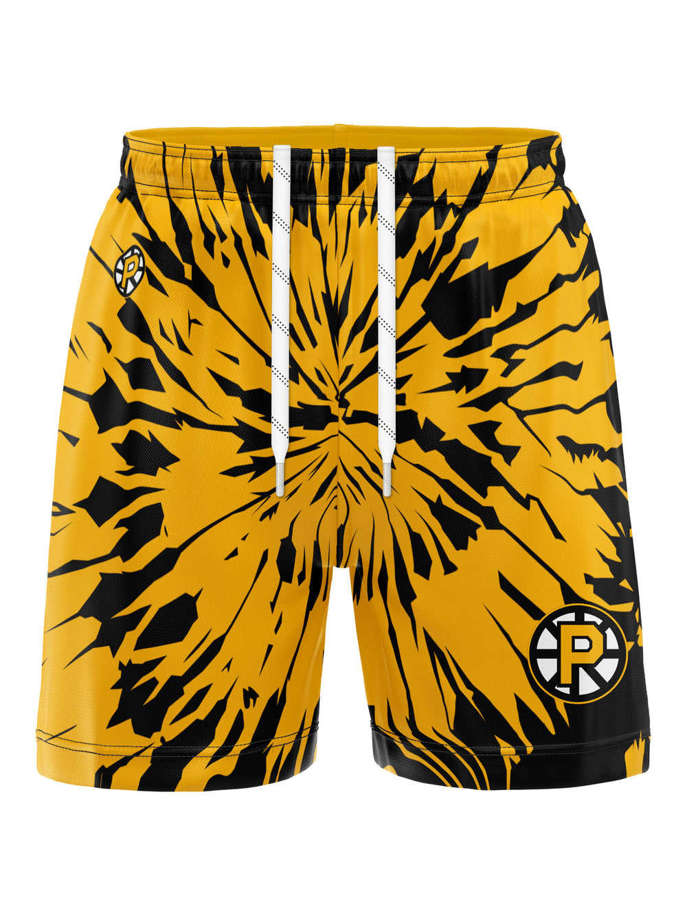 Bench Clearers Providence Bruins Tie-Dye Hockey Shorts - 3D FRONT