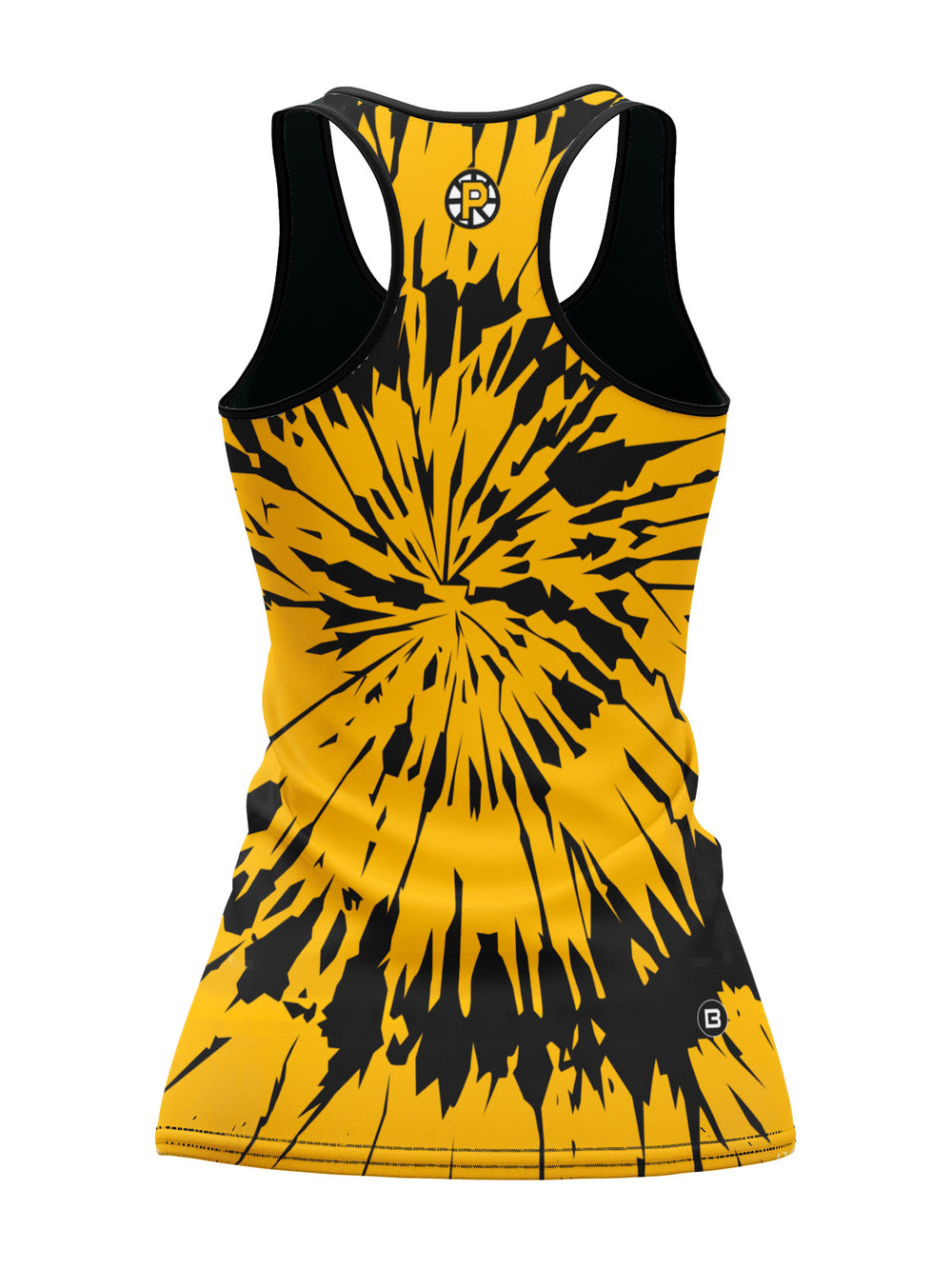 Bench Clearers Providence Bruins Tie-Dye Women's Racerback Hockey Tank - 3D BACK