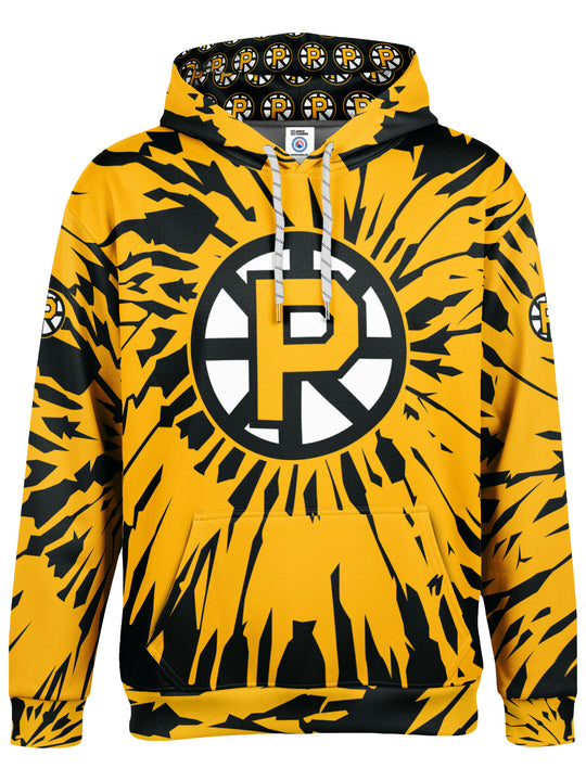 Bench Clearers Providence Bruins Tie-Dye Youth Hockey Hoodie - 3D FRONT