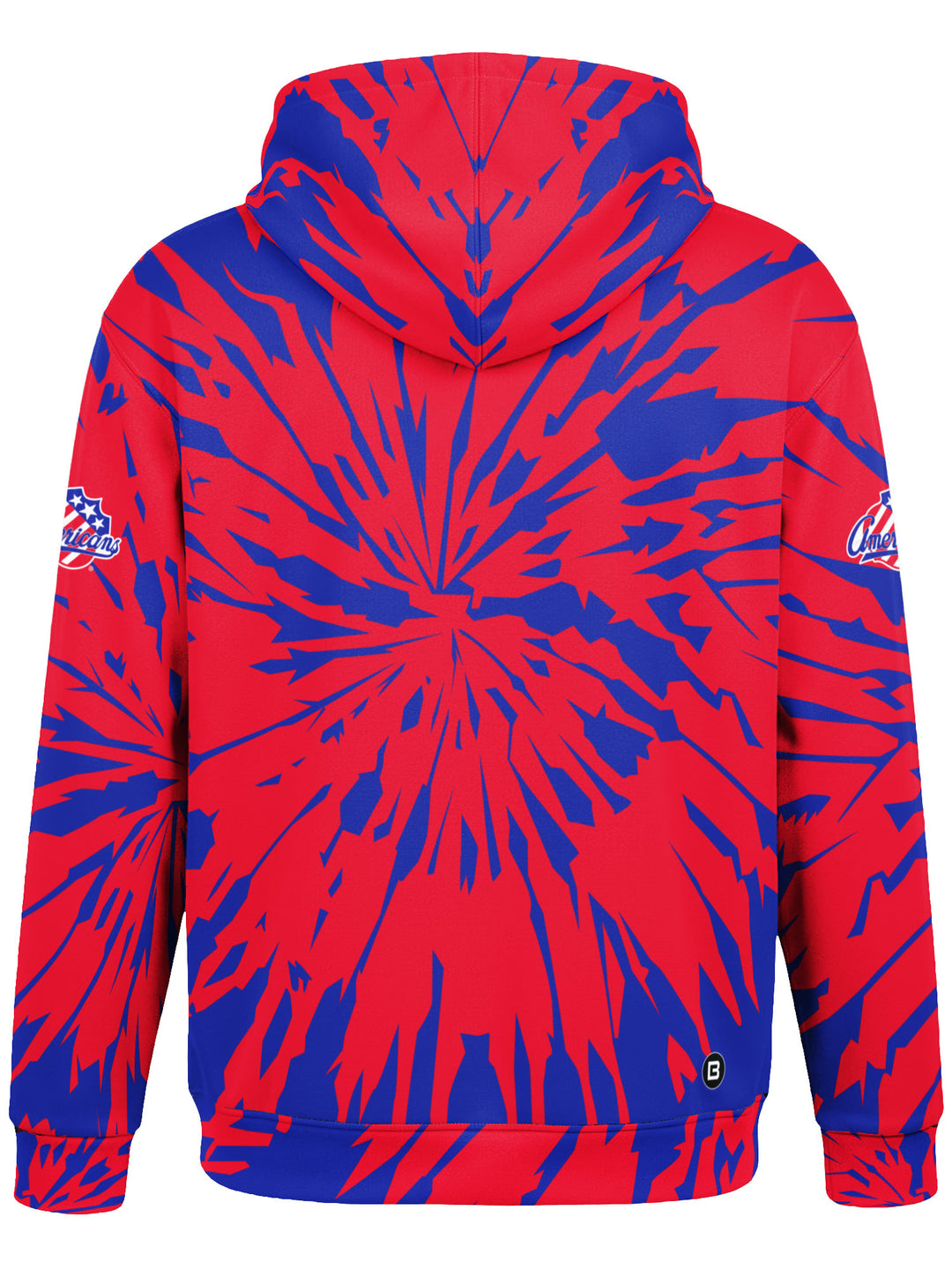 Bench Clearers Rochester Americans Tie-Dye Hockey Hoodie - 3D BACK
