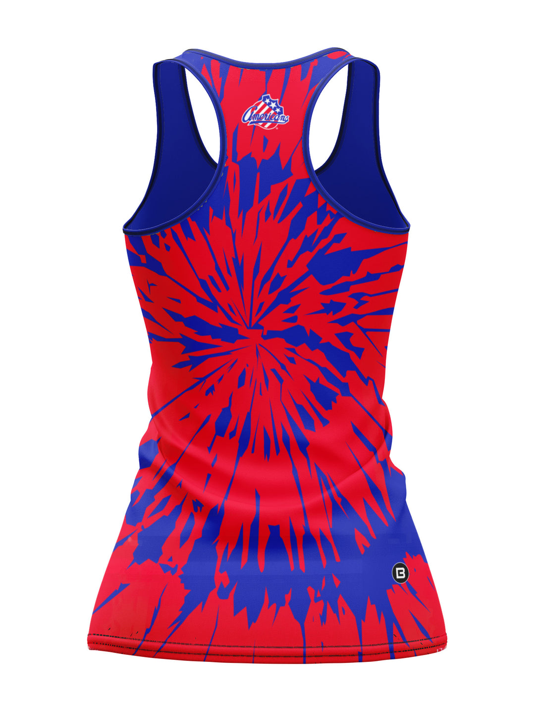 Bench Clearers Rochester Americans Tie-Dye Women's Racerback Hockey Tank - 3D BACK