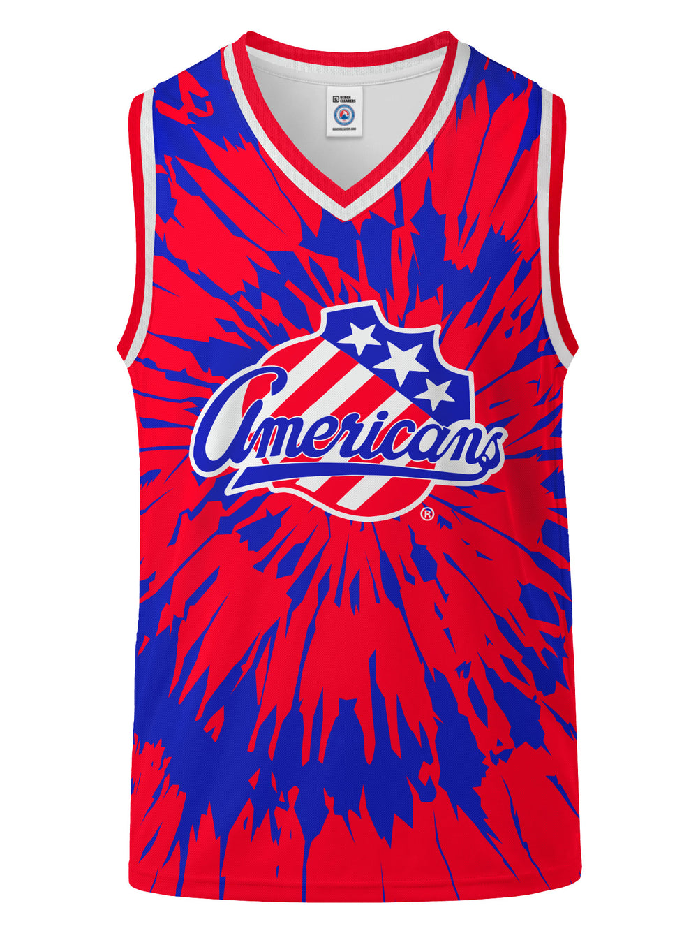Bench Clearers Rochester Americans Tie-Dye Youth Hockey Tank - 3D FRONT