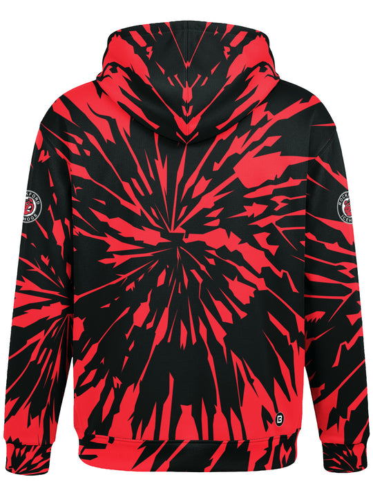 Bench Clearers Rockford IceHogs Tie-Dye Hockey Hoodie - 3D BACK