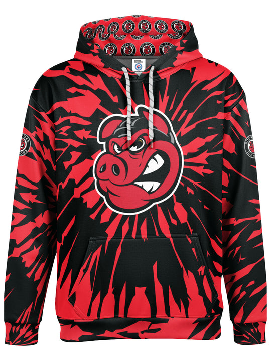 Bench Clearers Rockford IceHogs Tie-Dye Hockey Hoodie - 3D FRONT