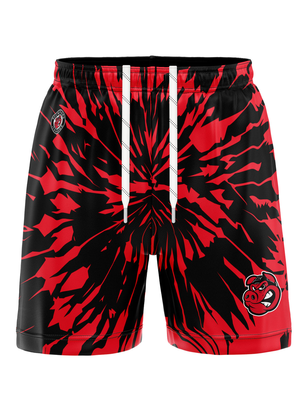 Bench Clearers Rockford IceHogs Tie-Dye Hockey Shorts - 3D FRONT