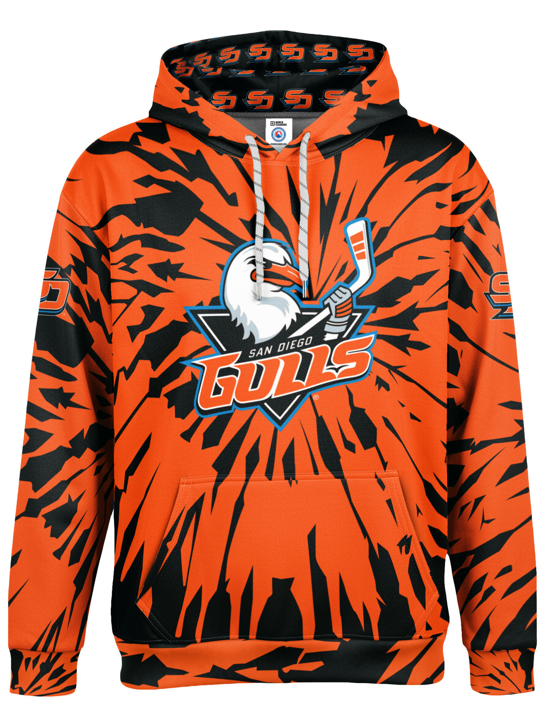 Bench Clearers San Diego Gulls Tie-Dye Hockey Hoodie - 3D FRONT