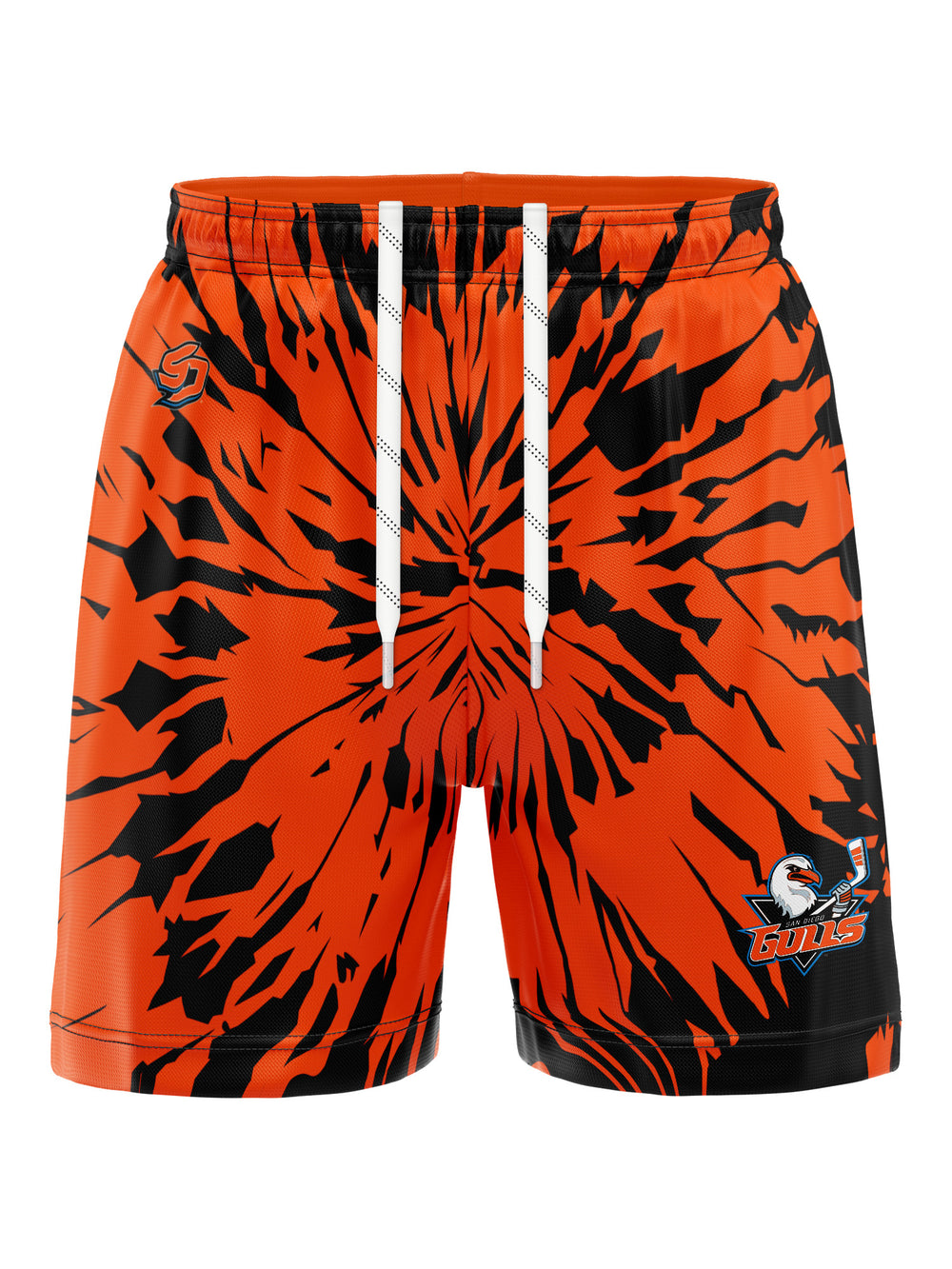 Bench Clearers San Diego Gulls Tie-Dye Hockey Shorts - 3D FRONT