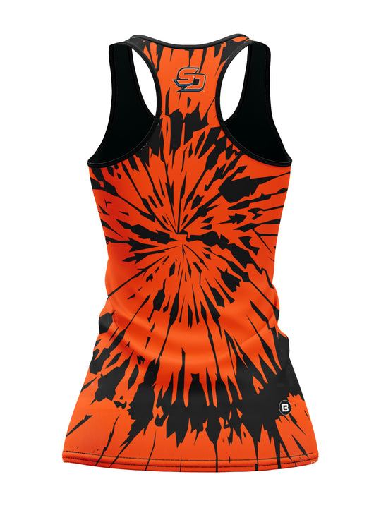 Bench Clearers San Diego Gulls Tie-Dye Women's Racerback Hockey Tank - 3D BACK