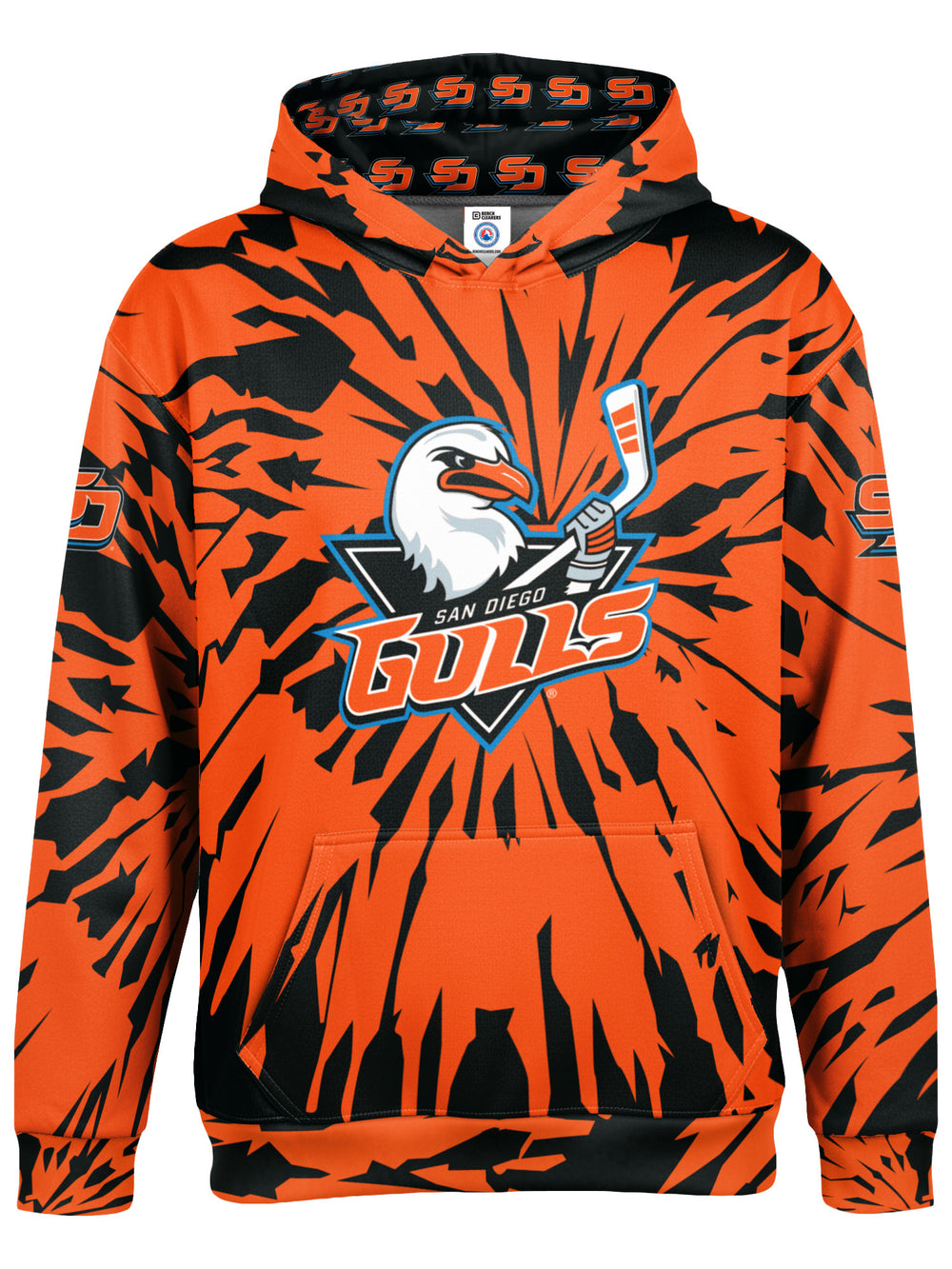 Bench Clearers San Diego Gulls Tie-Dye Youth Hockey Hoodie - 3D FRONT