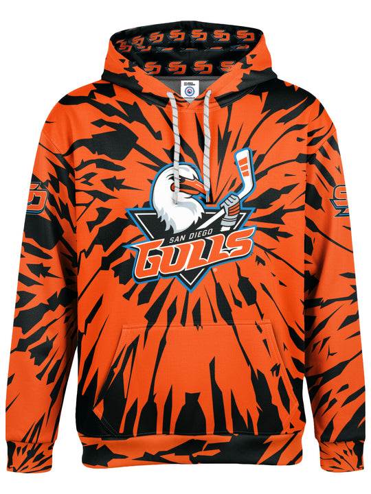 Bench Clearers San Diego Gulls Tie-Dye Youth Hockey Hoodie - 3D FRONT