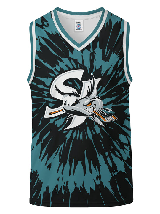 Bench Clearers San Jose Barracuda Tie-Dye Hockey Tank - 3D FRONT