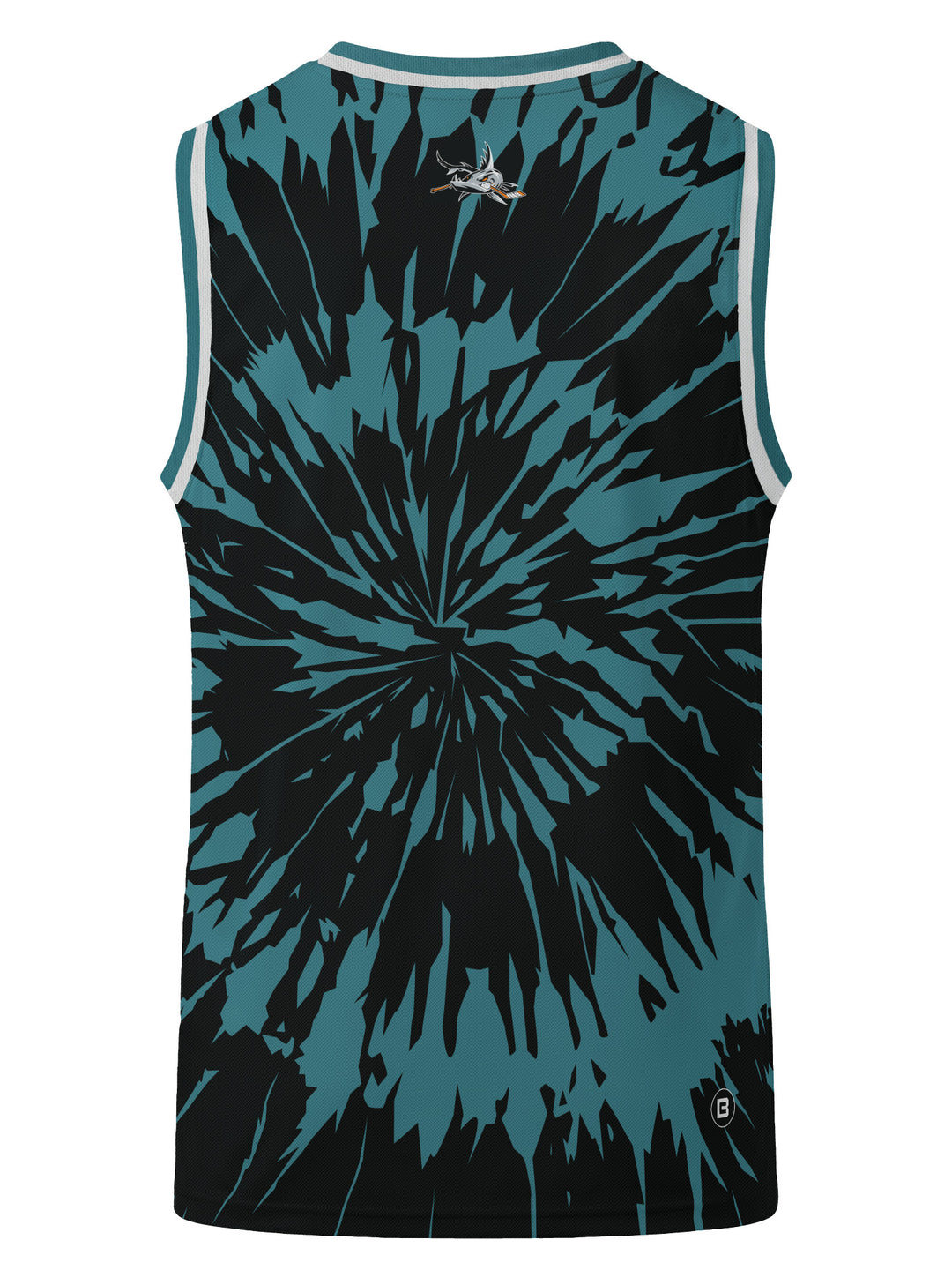 Bench Clearers San Jose Barracuda Tie-Dye Youth Hockey Tank - 3D BACK