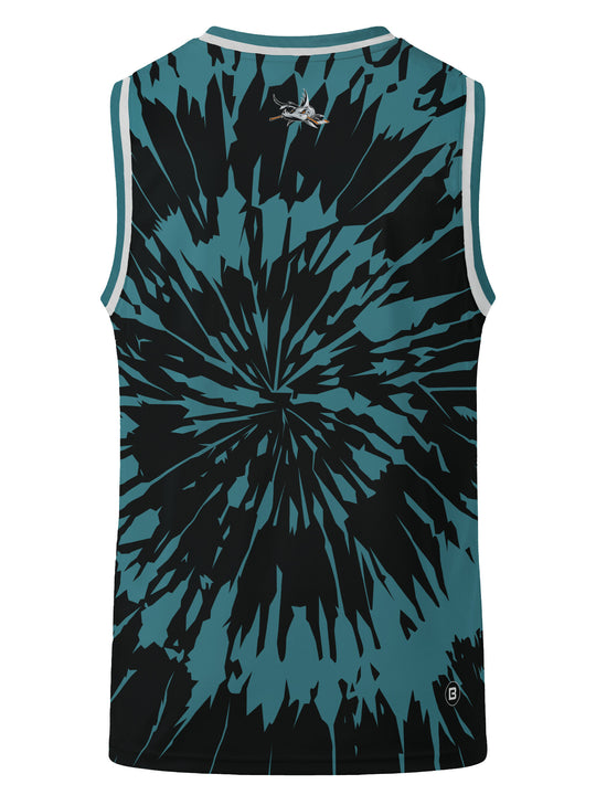 Bench Clearers San Jose Barracuda Tie-Dye Youth Hockey Tank - 3D BACK