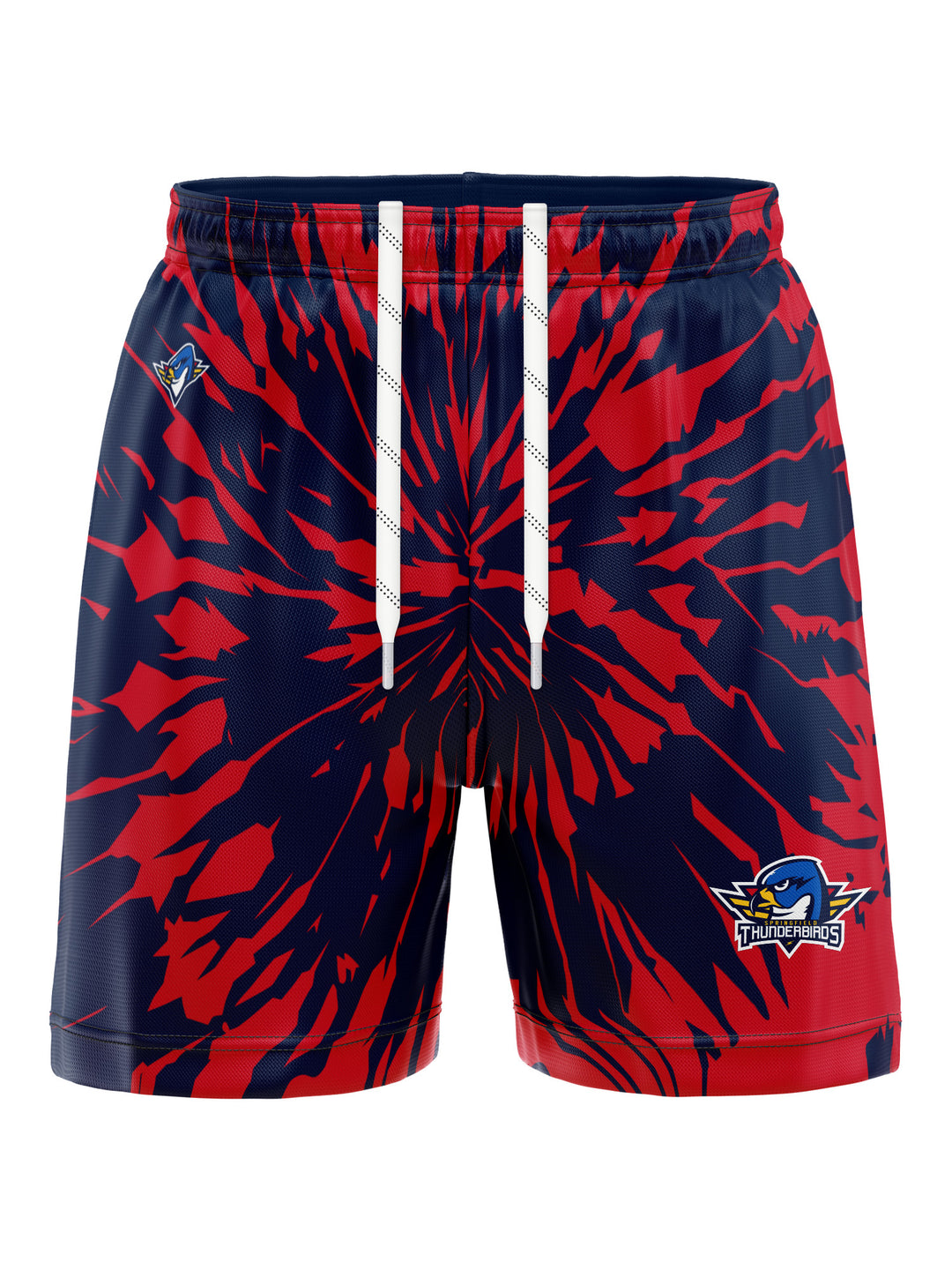 Bench Clearers Springfield Thunderbirds Tie-Dye Hockey Shorts - 3D FRONT