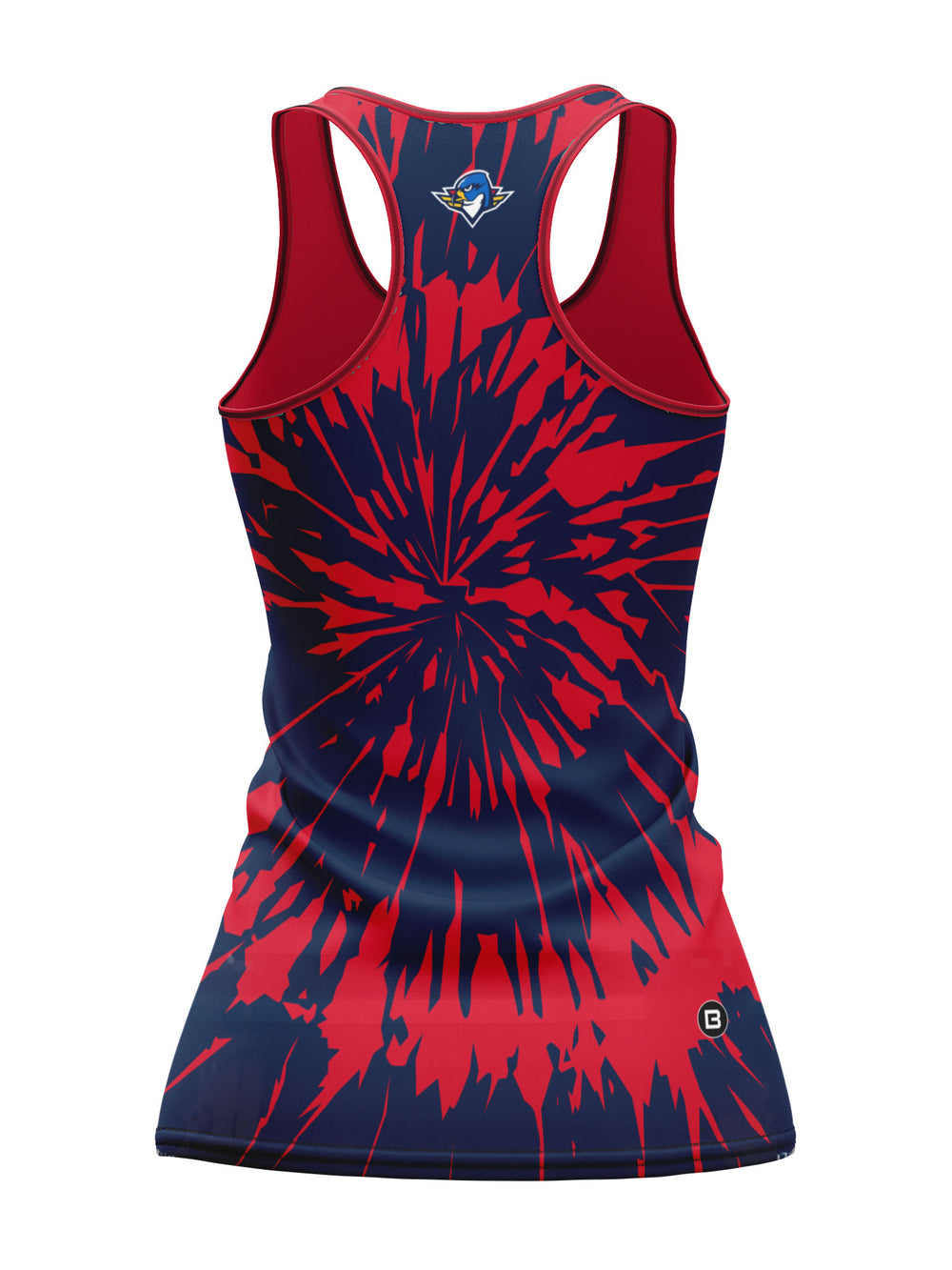 Bench Clearers Springfield Thunderbirds Tie-Dye Women's Racerback Hockey Tank - 3D BACK