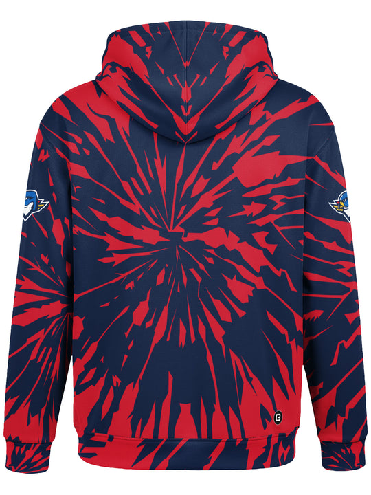 Bench Clearers Springfield Thunderbirds Tie-Dye Youth Hockey Hoodie - 3D BACK