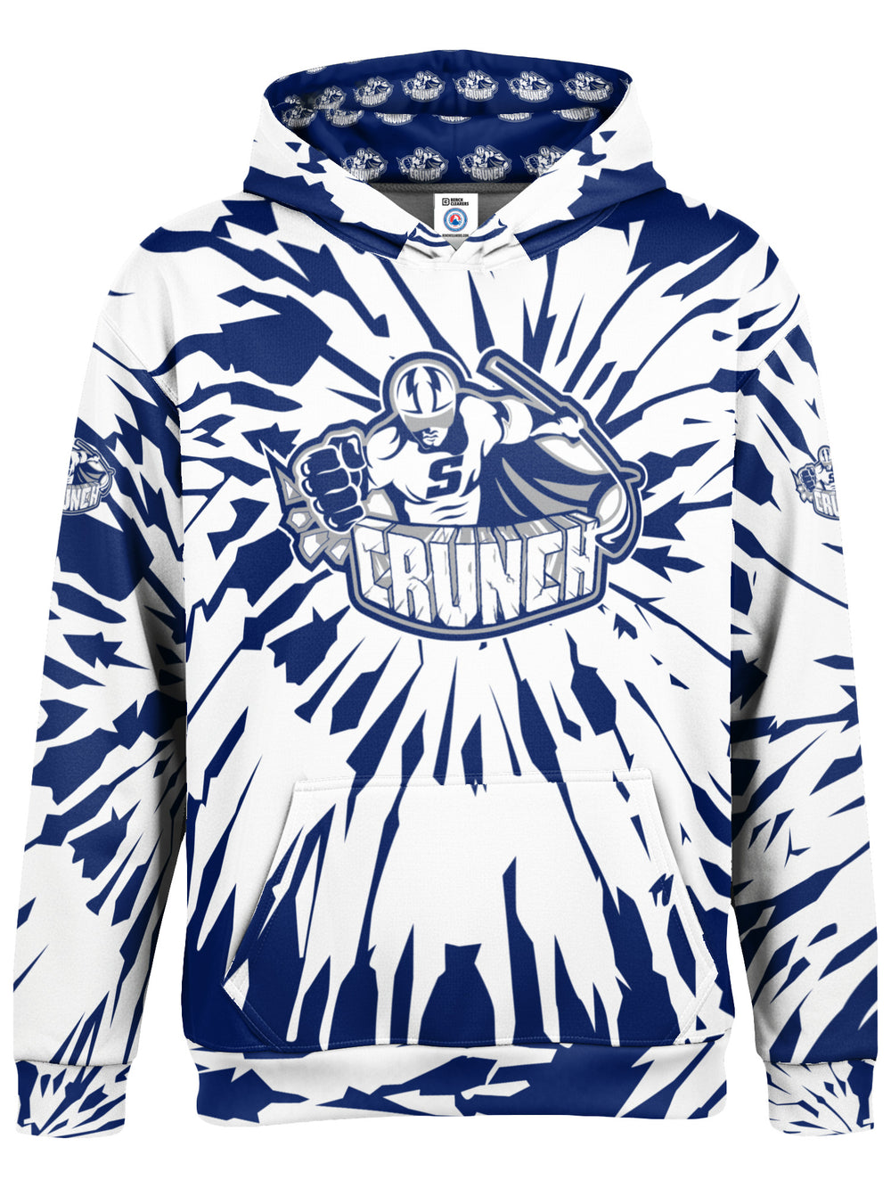 Bench Clearers Syracuse Crunch Tie-Dye Youth Hockey Hoodie - 3D FRONT
