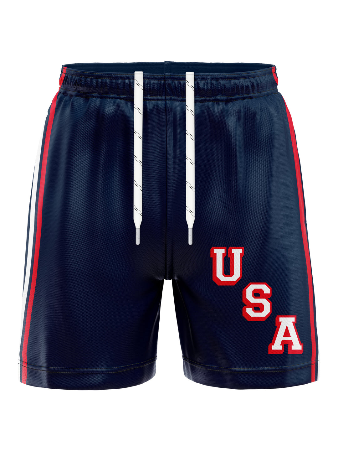 Bench Clearers USA Hockey Navy Blue Hockey Shorts - 3D FRONT