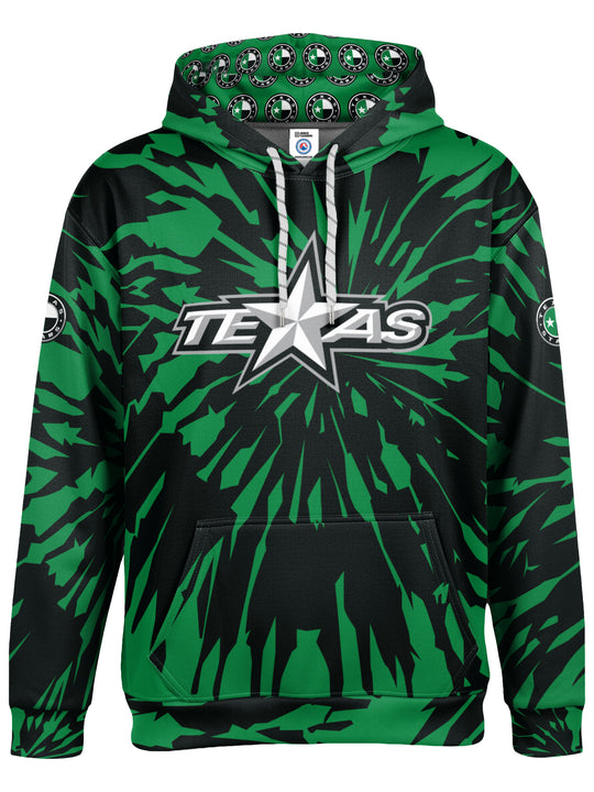 Bench Clearers Texas Stars Tie-Dye Hockey Hoodie - 3D FRONT
