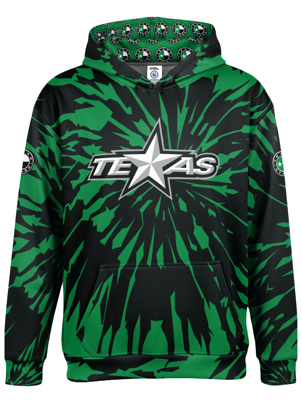 Bench Clearers Texas Stars Tie-Dye Youth Hockey Hoodie - 3D FRONT