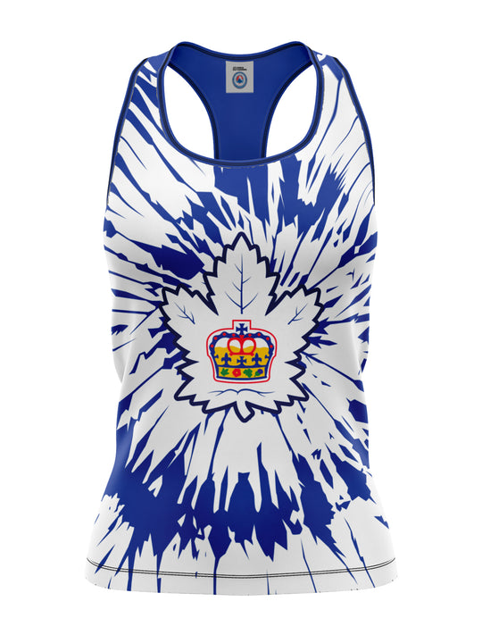 Bench Clearers Toronto Marlies Tie-Dye Women's Racerback Hockey Tank - 3D FRONT