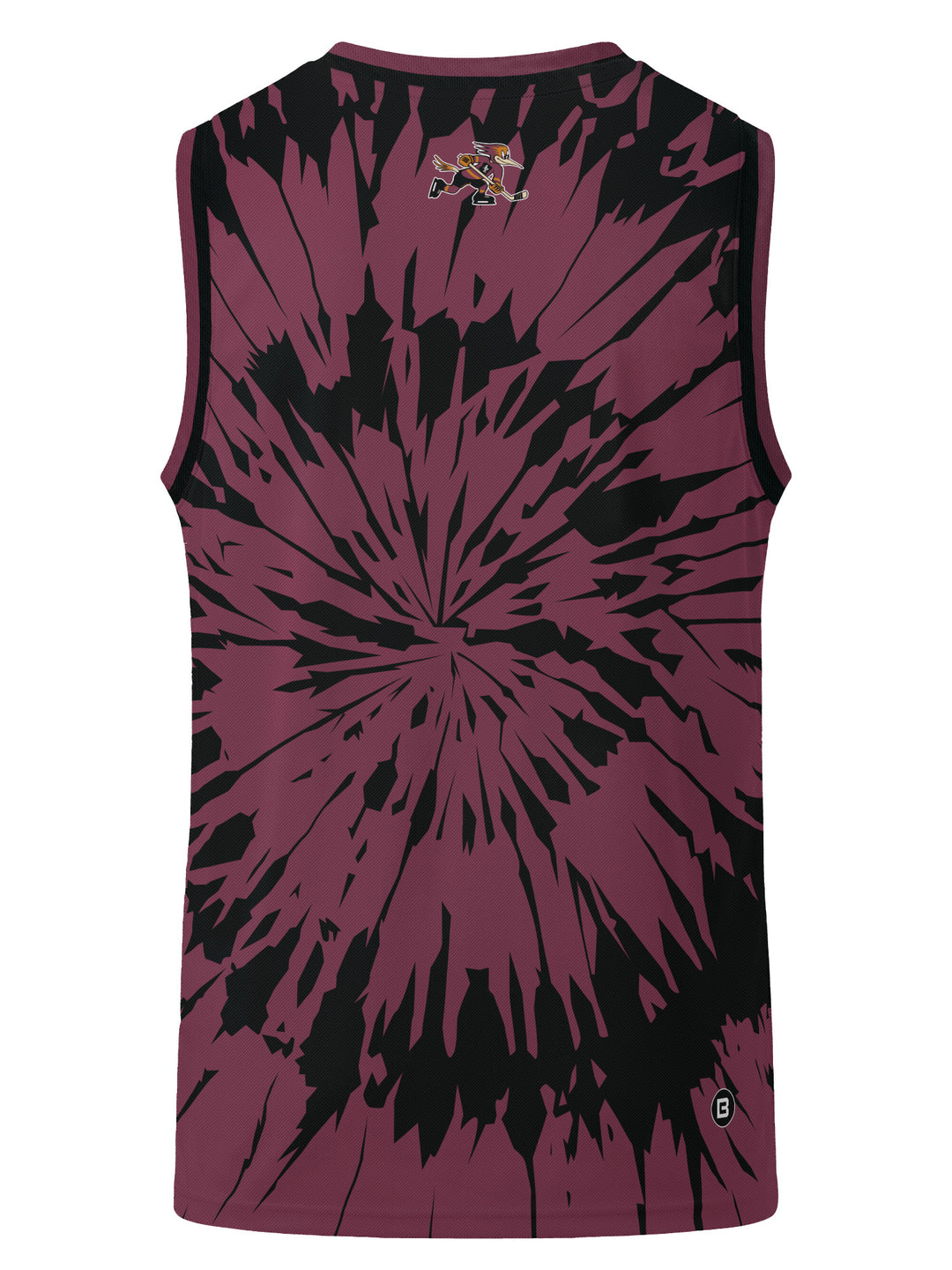 Bench Clearers Tucson Roadrunners Maroon Tie-Dye Hockey Tank - 3D BACK