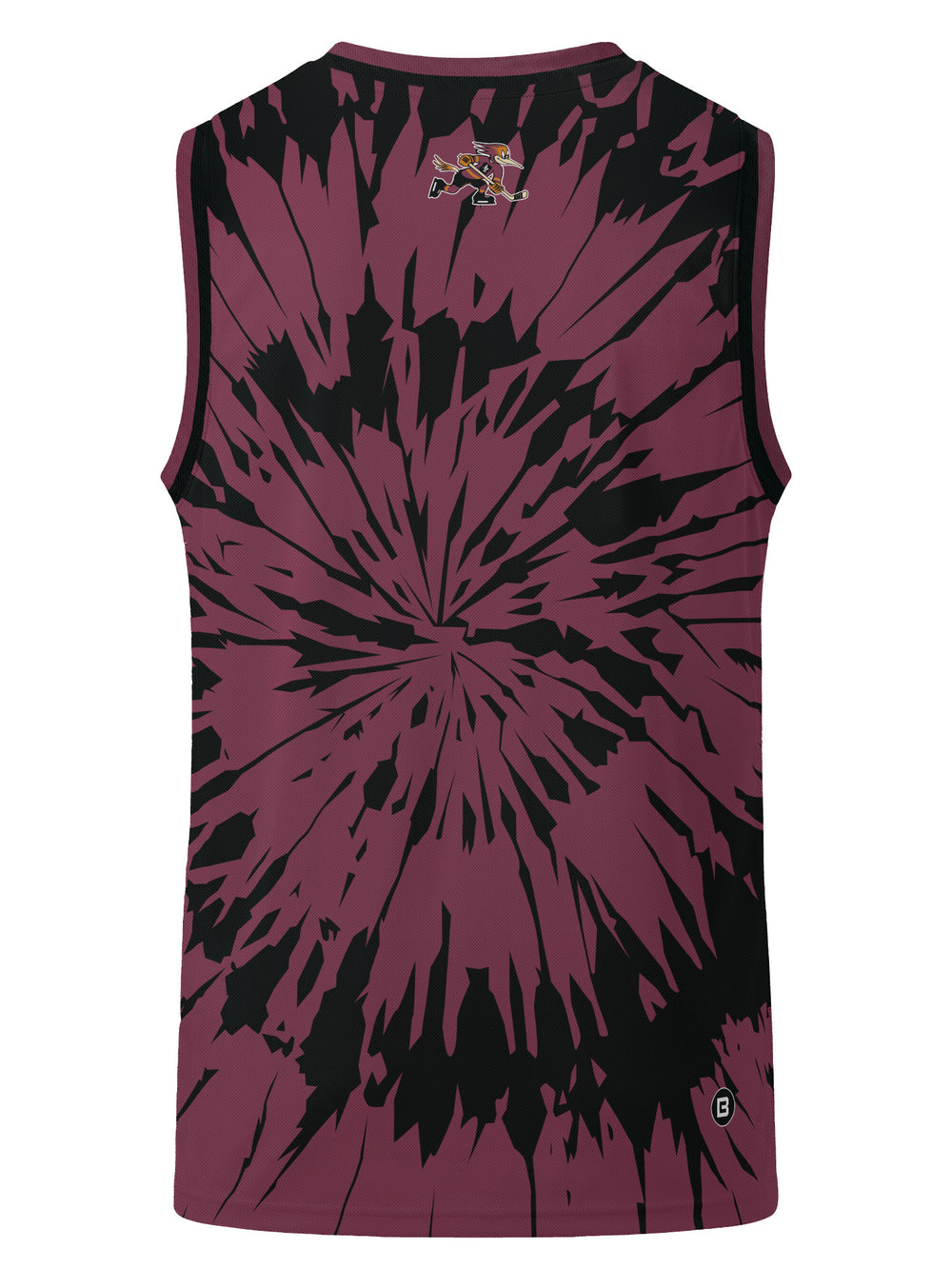 Bench Clearers Tucson Roadrunners Maroon Tie-Dye Youth Hockey Tank - 3D BACK