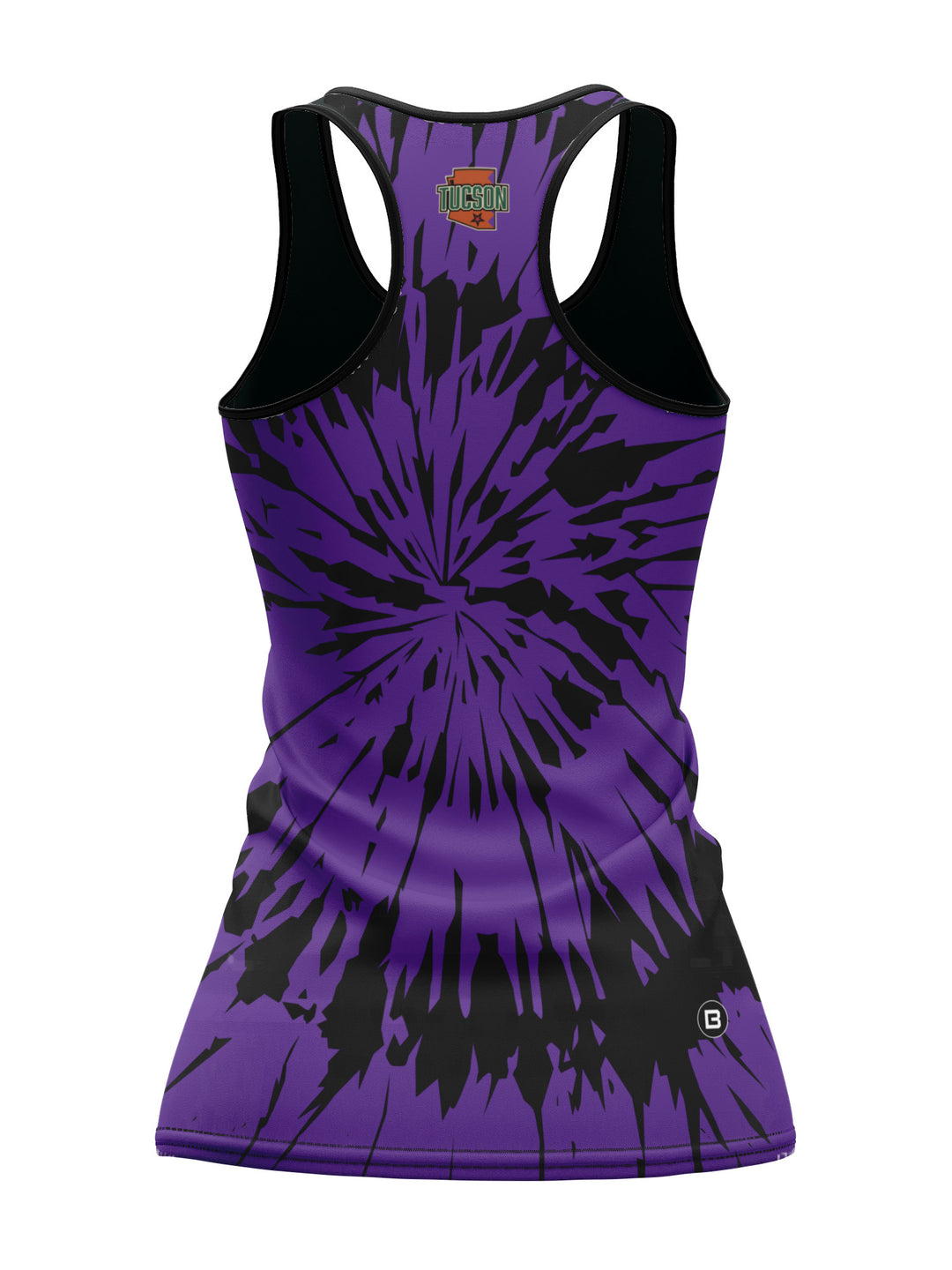 Bench Clearers Tucson Roadrunners Purple Tie-Dye Women's Racerback Hockey Tank - 3D BACK