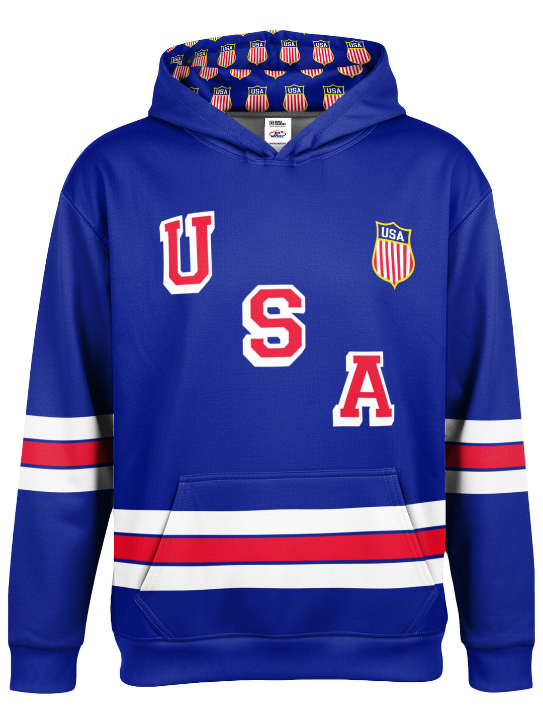 Bench Clearers USA Hockey 2026 Youth Hockey Hoodie - 3D FRONT