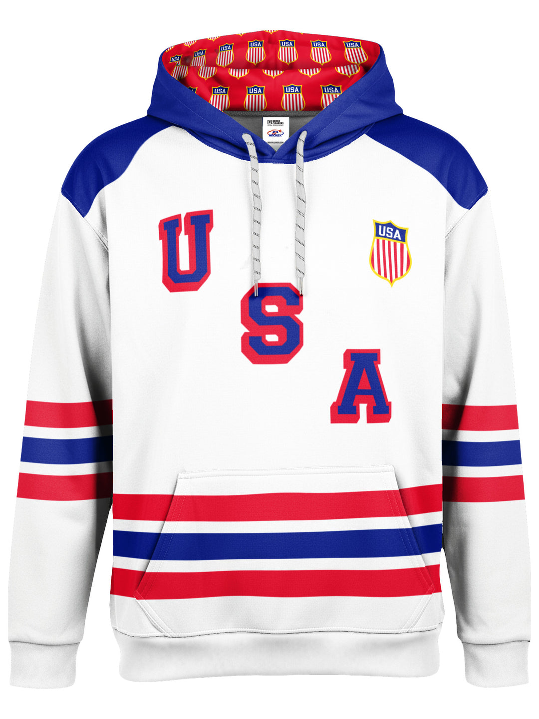 Bench Clearers USA Hockey Letter Youth Hockey Hoodie - 3D FRONT