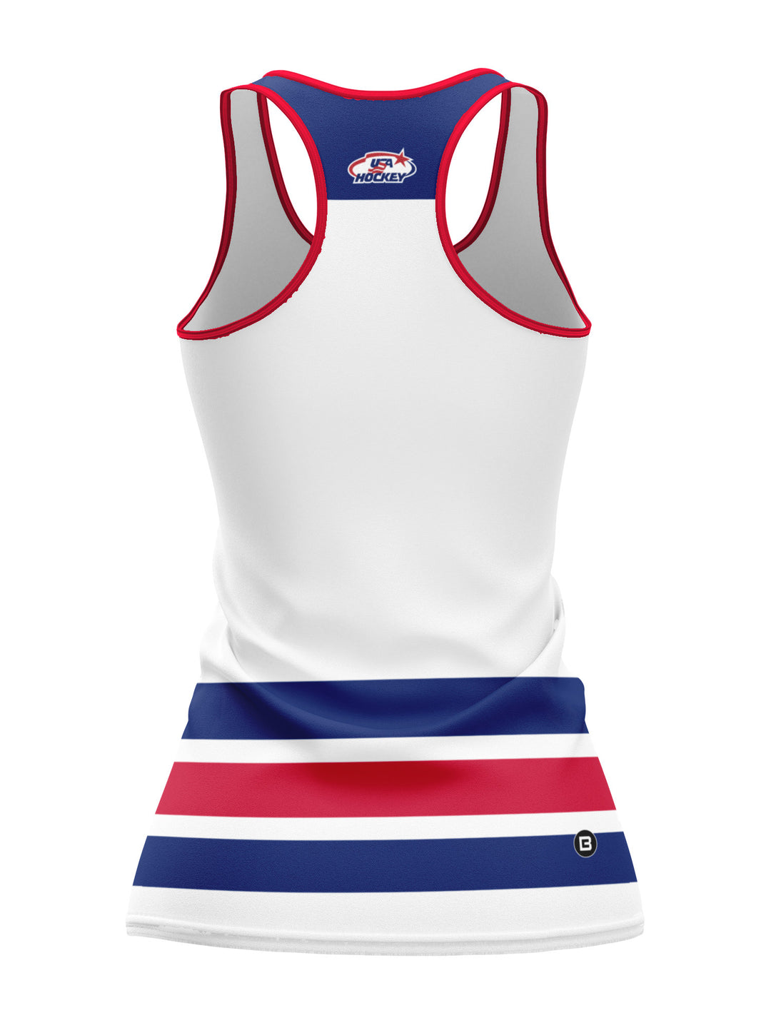 Bench Clearers USA Hockey Nations 2026 Away Women's Racerback Hockey Tank - 3D BACK