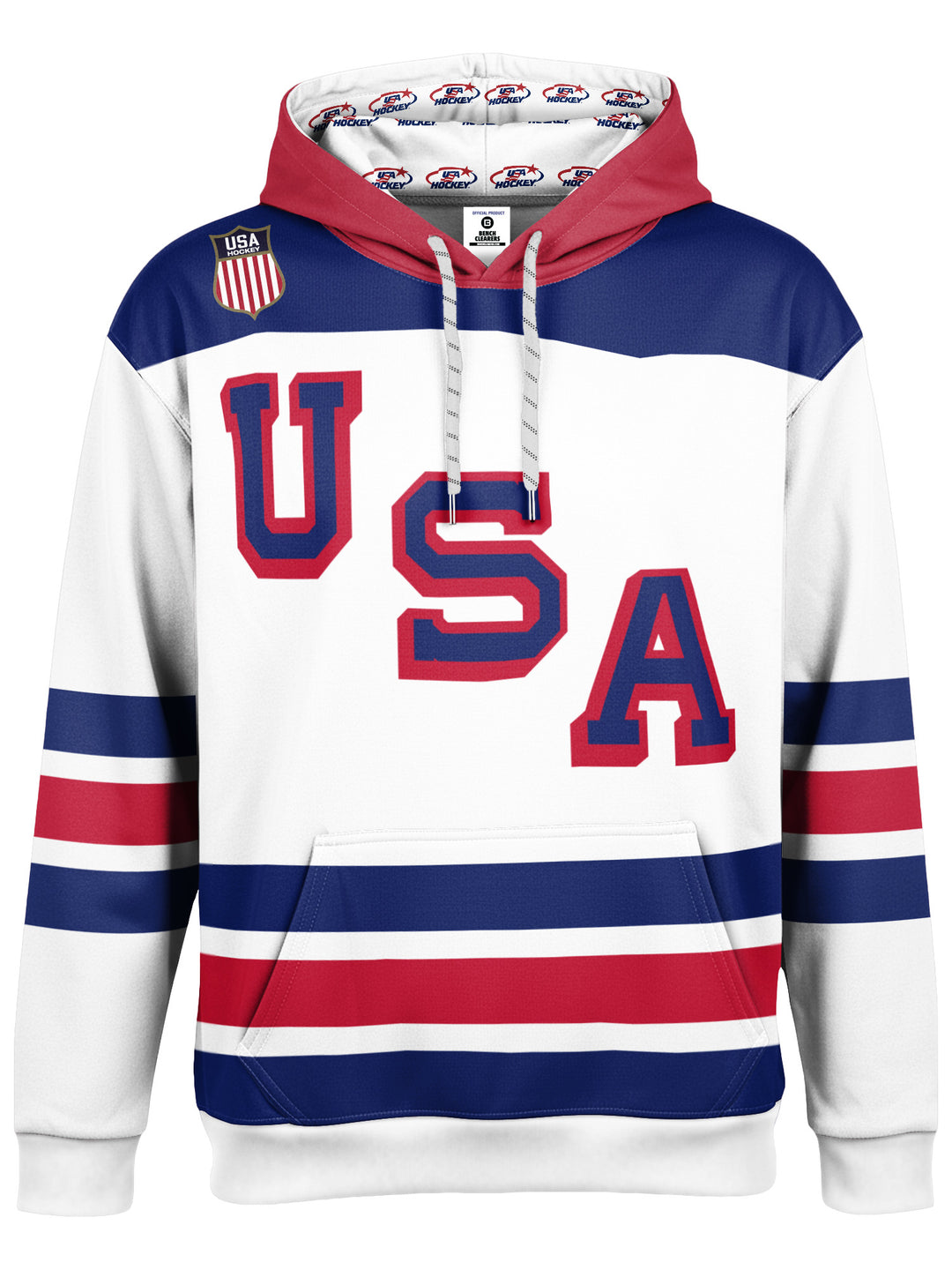 Bench Clearers USA Hockey Nations 2026 Away Youth Hockey Hoodie - 3D FRONT