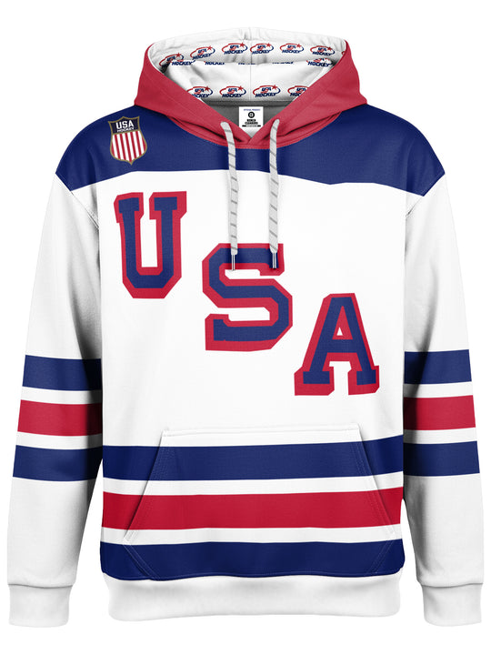 Bench Clearers USA Hockey Nations 2026 Away Youth Hockey Hoodie - 3D FRONT