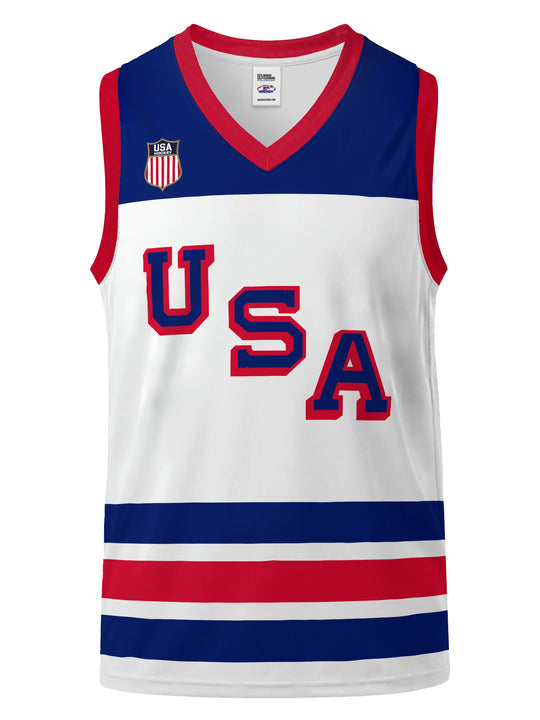 Bench Clearers USA Hockey Nations 2026 Away Youth Hockey Tank - 3D FRONT