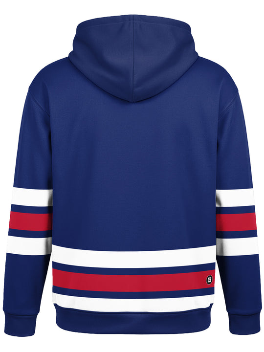 Bench Clearers USA Hockey Nations 2026 Navy Youth Hockey Hoodie - 3D BACK