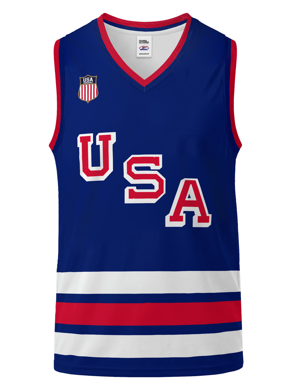 Bench Clearers USA Hockey Nations 2026 Navy Youth Hockey Tank - 3D FRONT