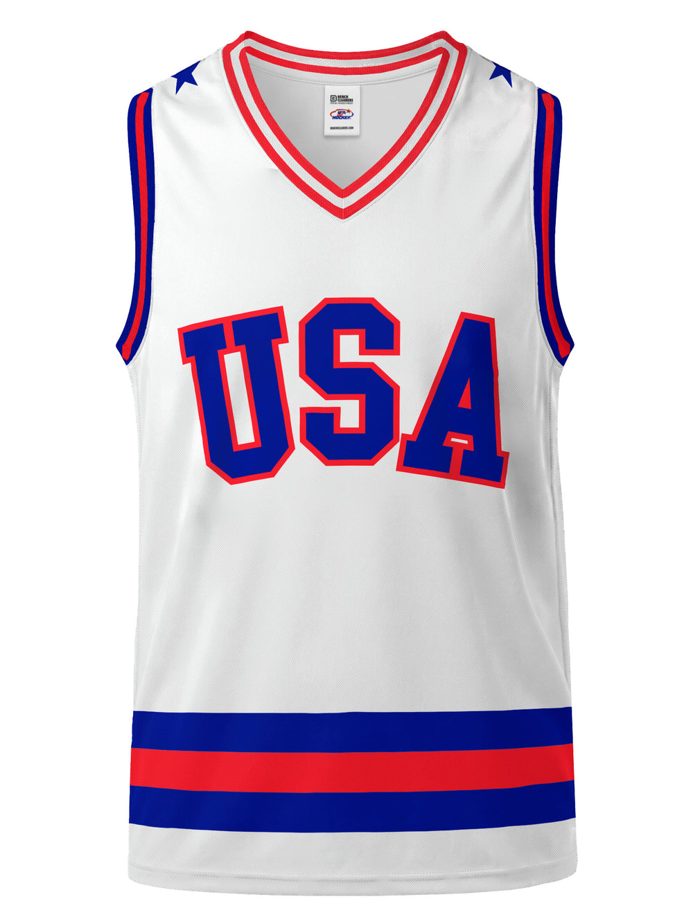 Bench Clearers USA Miracle on Ice 1980 Away Youth Hockey Tank - 3D FRONT