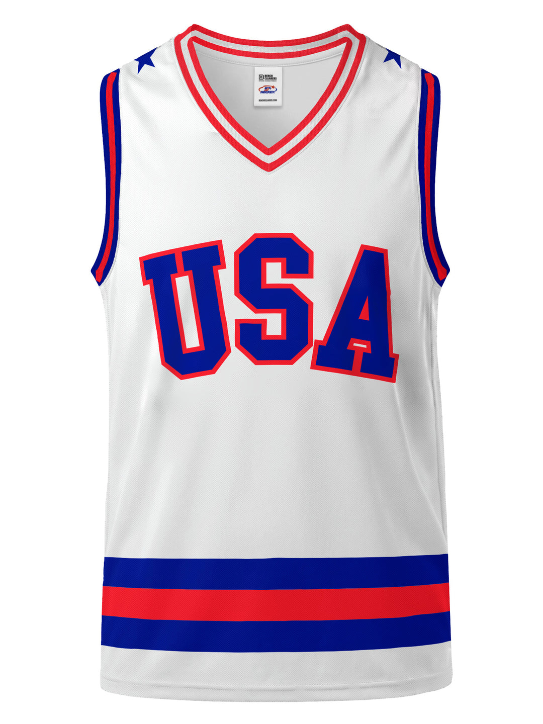 Bench Clearers USA Miracle on Ice 1980 Away Youth Hockey Tank - 3D FRONT