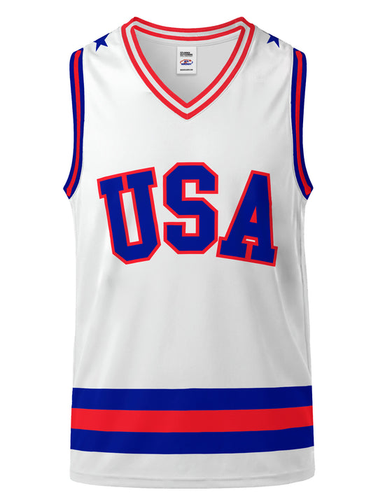 Bench Clearers USA Miracle on Ice 1980 Away Youth Hockey Tank - 3D FRONT