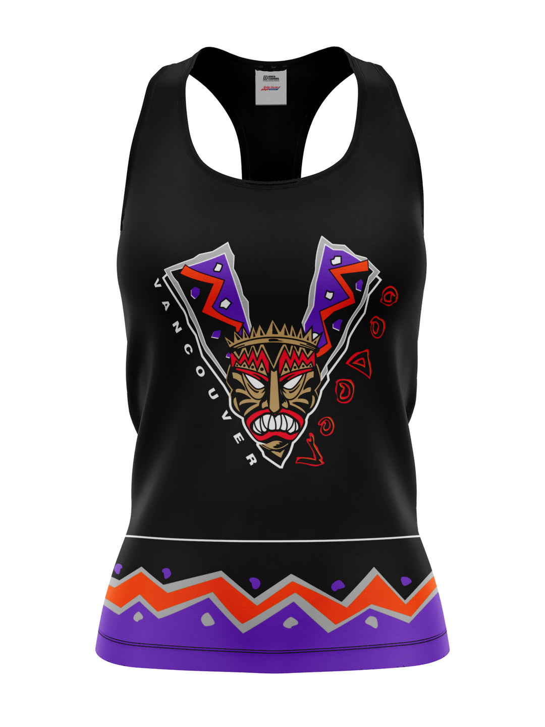 Bench Clearers Vancouver Voodoo Women's Racerback Hockey Tank - 3D FRONT