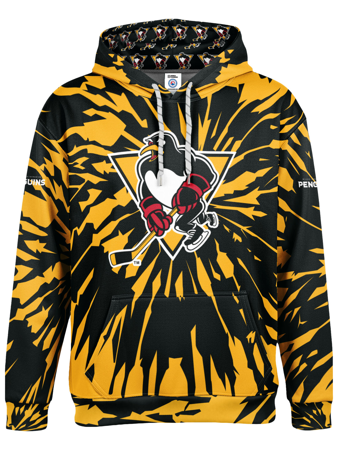 Bench Clearers Wilkes-Barre/Scranton Penguins Tie-Dye Hockey Hoodie - 3D FRONT