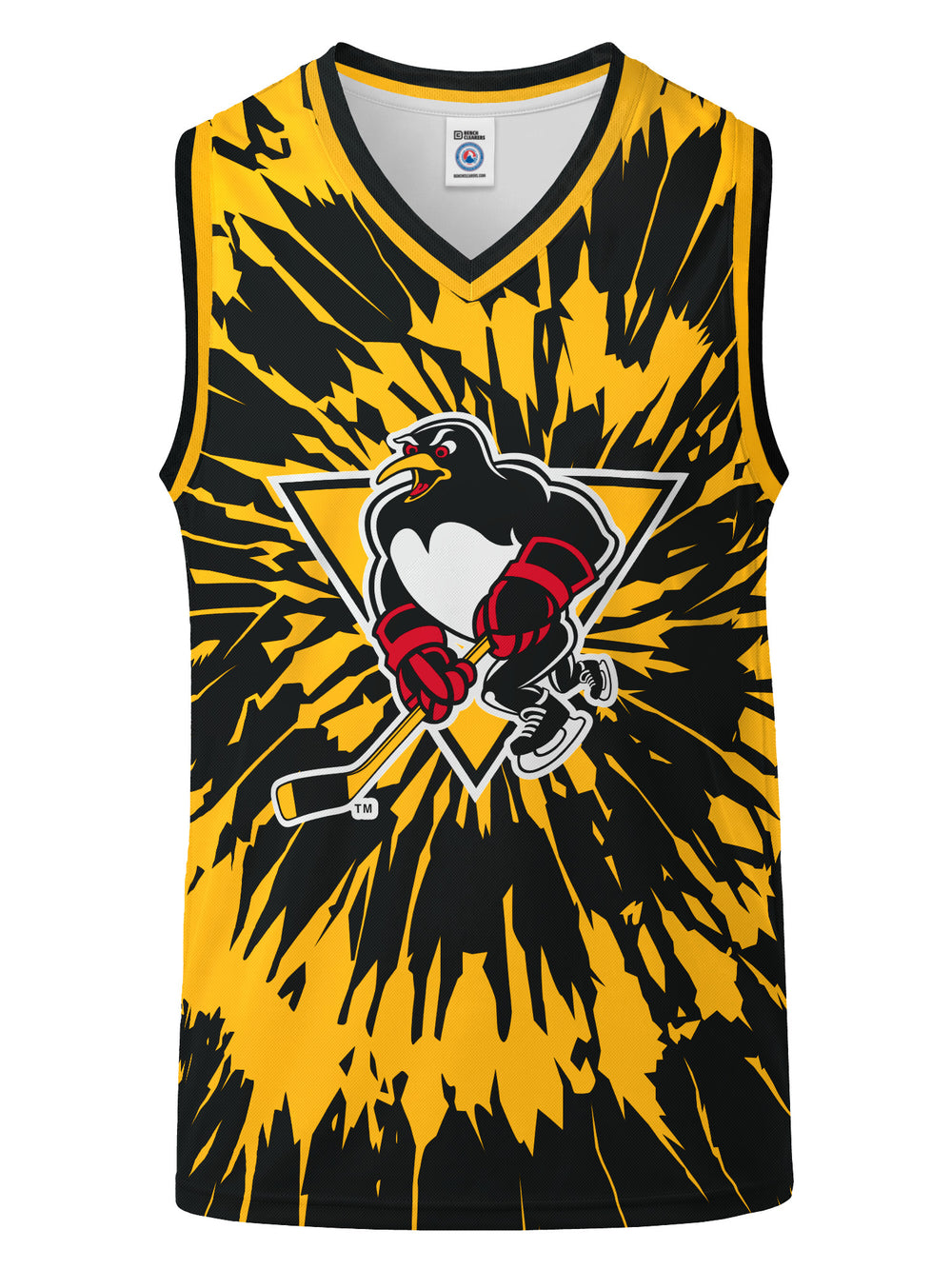 Bench Clearers Wilkes-Barre/Scranton Penguins Tie-Dye Youth Hockey Tank - 3D FRONT