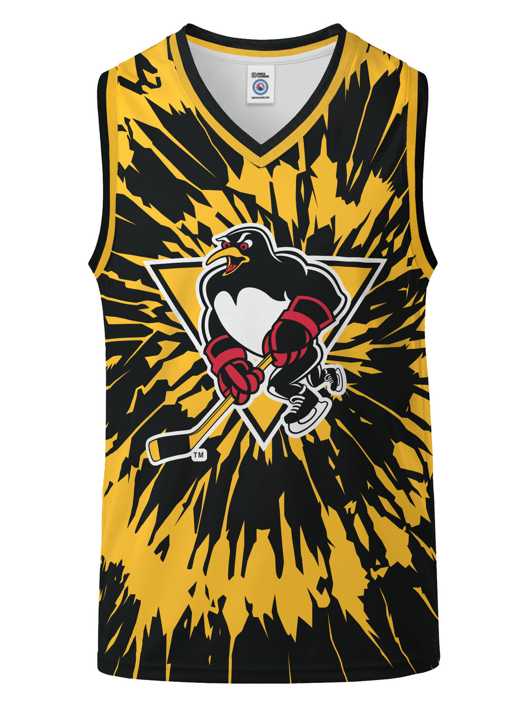 Bench Clearers Wilkes-Barre/Scranton Penguins Tie-Dye Youth Hockey Tank - 3D FRONT