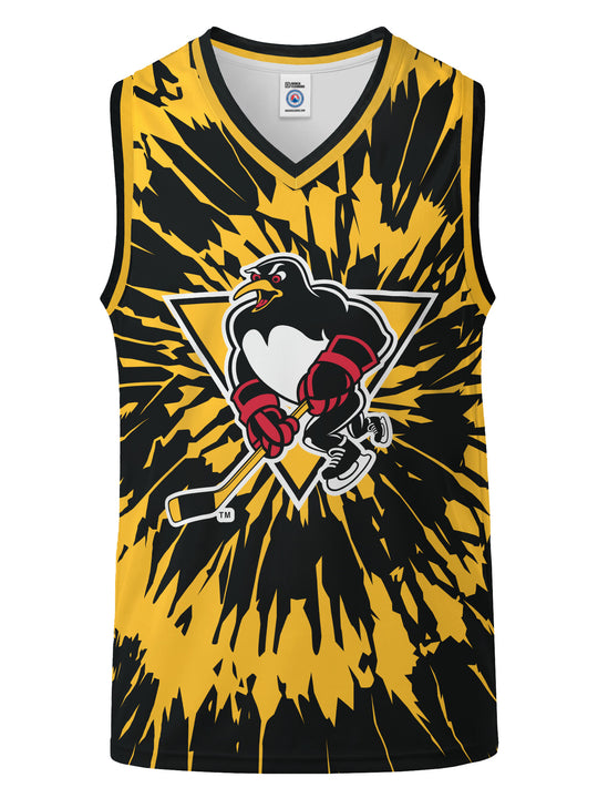 Bench Clearers Wilkes-Barre/Scranton Penguins Tie-Dye Youth Hockey Tank - 3D FRONT