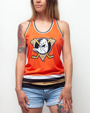 Anaheim Ducks Orange Retro Alternate Women's Racerback Hockey Tank hockey tanks BenchClearers XS Orange Polyester